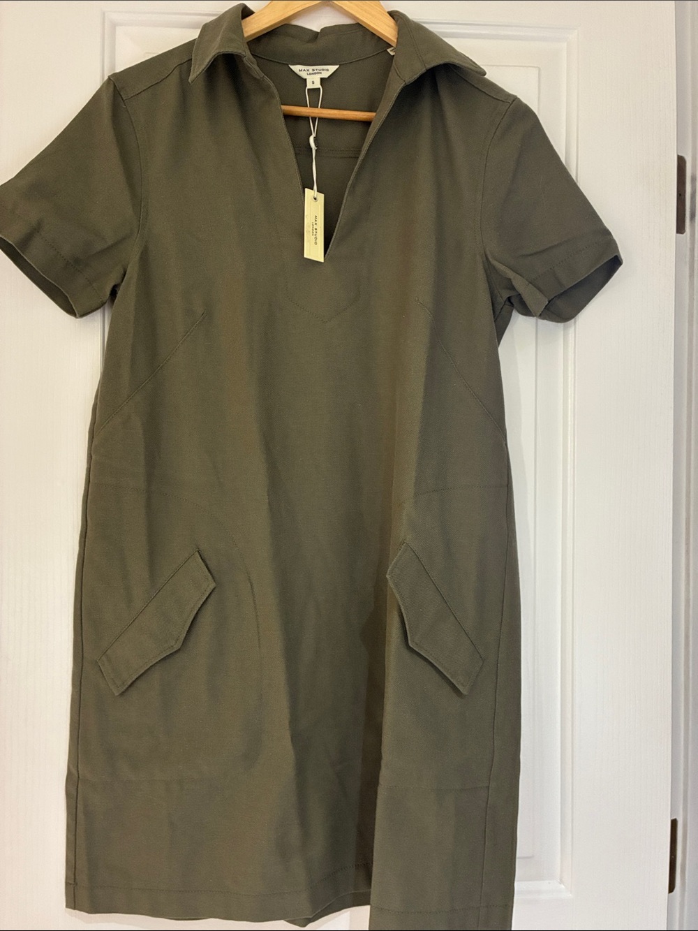 Max Studio Olive Short-Sleeve Polo Shift Dress
